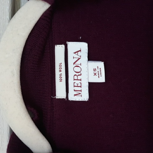 MERONA cardigan raspberry 100% wool open front XS - Picture 2 of 5